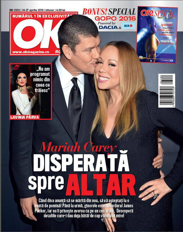 OK! Magazine Romania ~~ Coperta: Mariah Carey ~~ OK Special: Premiile GOPO 2016 ~~ 14 Aprilie 2016 ~~ Pret: 5 lei