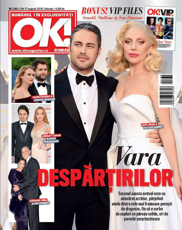 OK! Magazine Romania ~~ Coperta: Lady Gaga ~~ VIP Files: Arnold, Stallone si Van Damme ~~ 4 August 2016 ~~ Pret: 5 lei