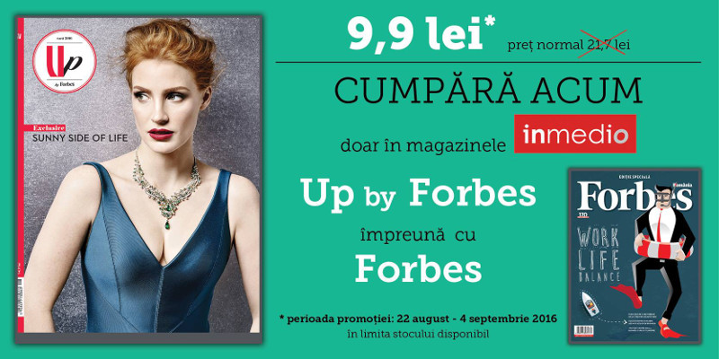 Pachet UP by Forbes si ultima editie Forbes Romania ~~ Pret: 10 lei ~~ 22 August - 4 Septembrie 2016