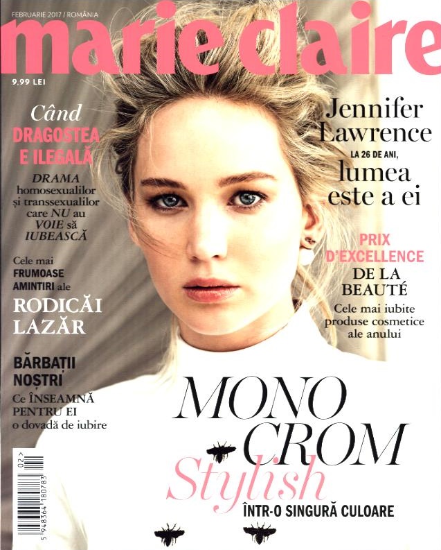 Marie Claire Romania ~~ Coperta: Jennifer Lawrence ~~ Februarie 2017