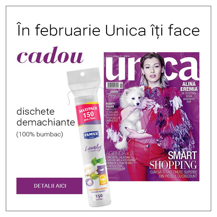 Promo pentru editia de Februarie 2017 a revistei UNICA ~~ Coperta: Alina Eremia ~~ Pret pachet: 11 lei
