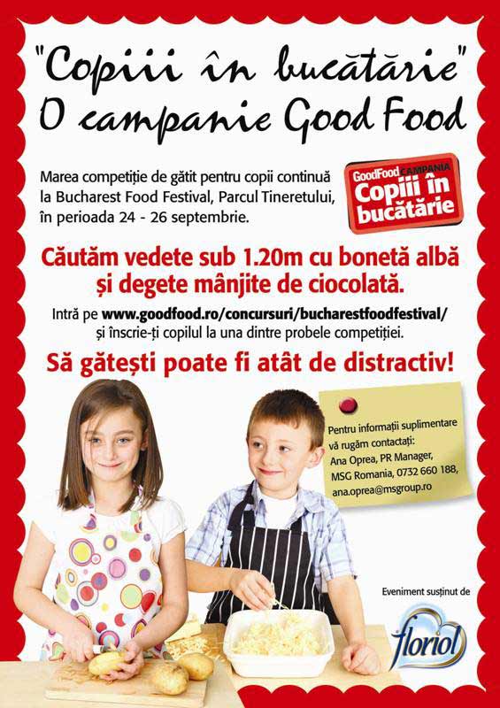 Campania COPIII IN BUCATARIE organizata de Good Food Romania, Septembrie 2010