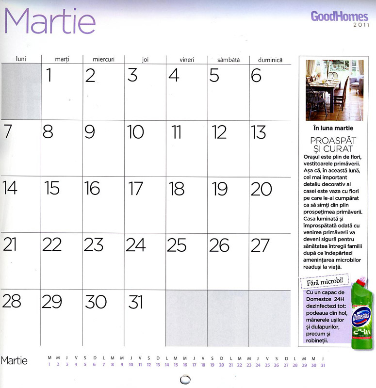 Good Homes ~~ Calendar 2011 ~~ Exemplu pentru luna Martie