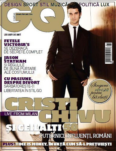 GQ Romania ~~ Cristi Chivu ~~ Ianuarie-Februarie 2009. Primul numar al editiei romanesti GQ 