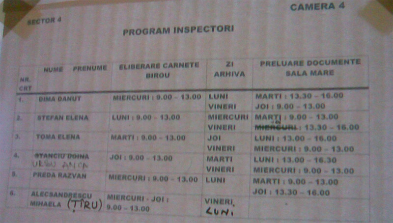 ITM Bucuresti ~~ Program Inspectori ~~ Sector 4 ~~ Camera 4