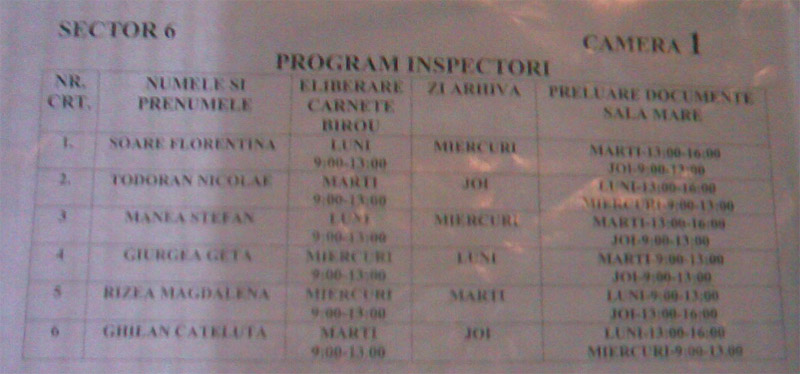 ITM Bucuresti ~~ Program Inspectori ~~ Sector 6 ~~ Camera 1