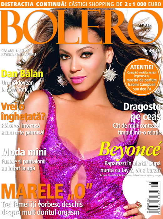 Coperta revistei Bolero, august 2008