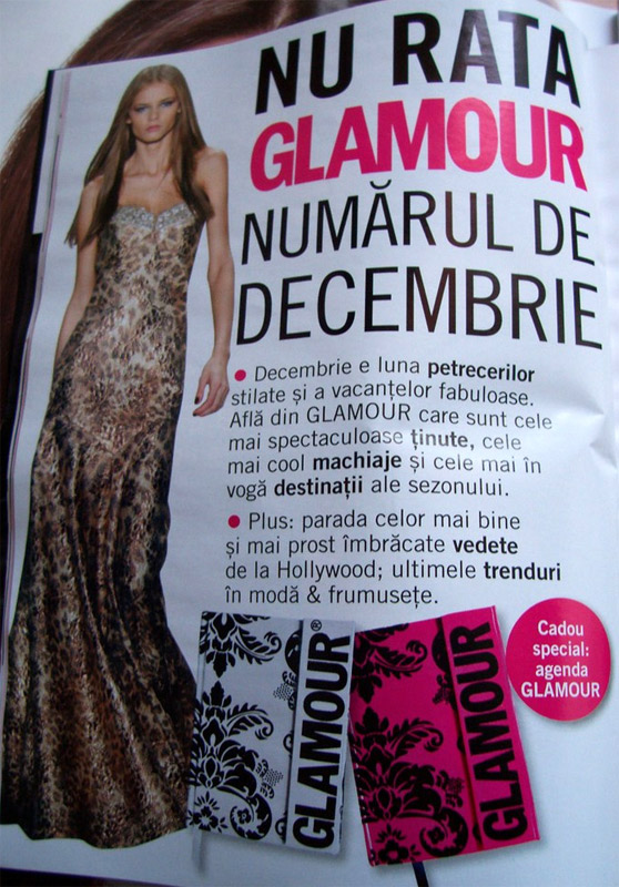 Agenda Glamour, 2 modele de coperta: alba sau ciclam cu aplicatii de catifea neagra
