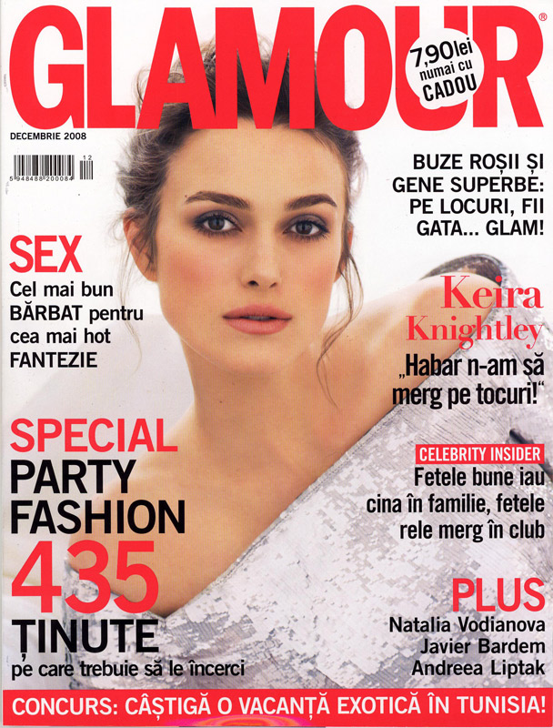 Coperta revistei Glamour Romania, Decembrie 2008 (Coperta: Keira Knightley)