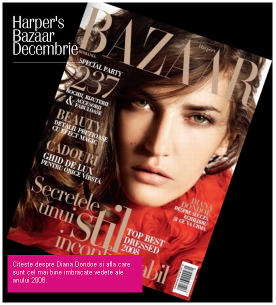 Coperta revistei Harper´s Bazaar Romania, Decembrie 2008, Coperta: Diana Dondoe