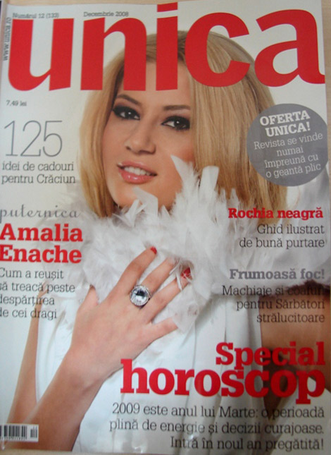 Promo coperta revista Unica, Decembrie 2008 (Coperta: Amalia Enache)