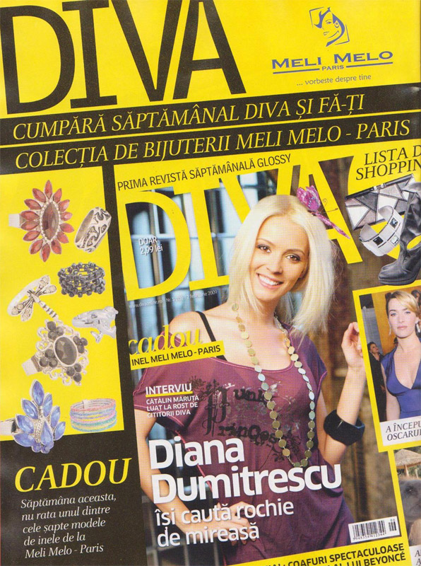 Colectia de 7 inele Meli Melo Paris ce sunt cadou in revista Diva, in  numarul din 2 Februarie.Coperta: Diana Dumitrescu