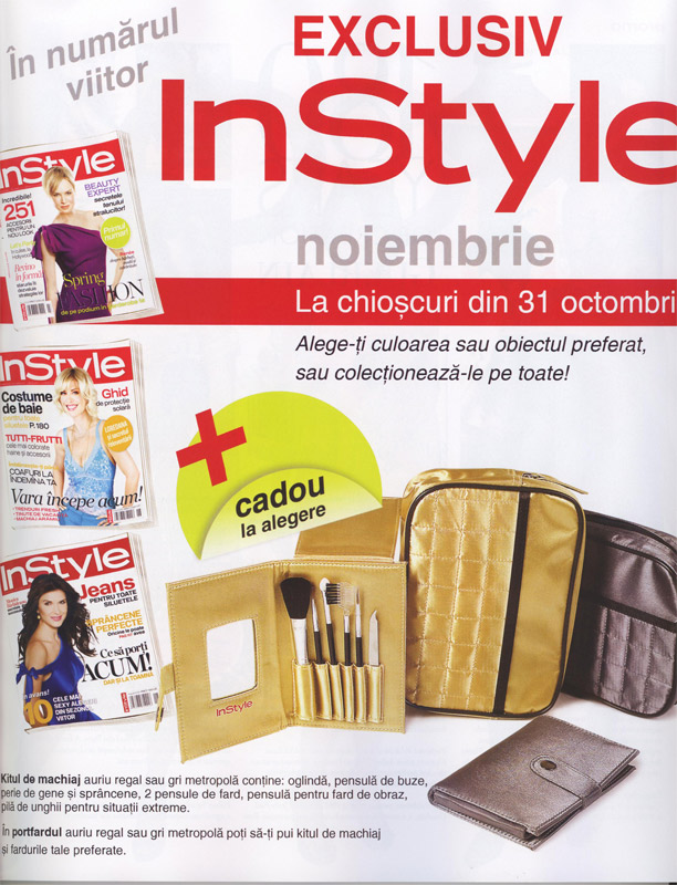 Promo cadou revista InStyle Romania de Noiembrie 2008