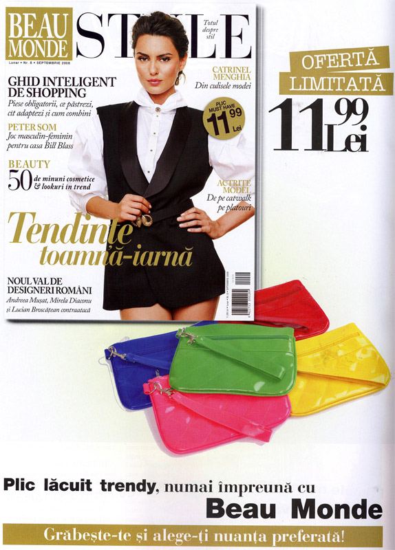 Coperta revistei Beau Monde Style, Septembrie 2008