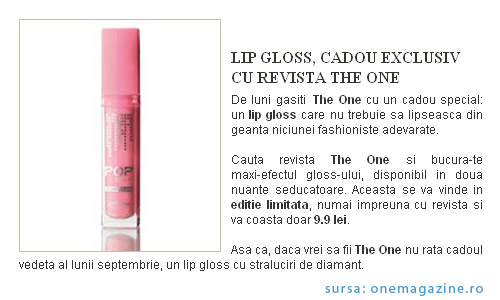 The One :: Cadou Luciu pentru buze Oriflame Beauty Pop Glam Plump and Gloss :: Septembrie 2009
