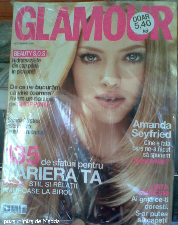 Glamour Romania ~~ cover girl Amanda Seyfried ~~ Octombrie 2009