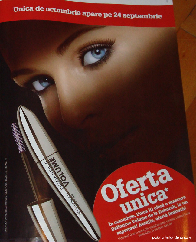 Unica ~~ Promo Mascara Definitive Volume de la Deborah ~~ Octombrie 2009