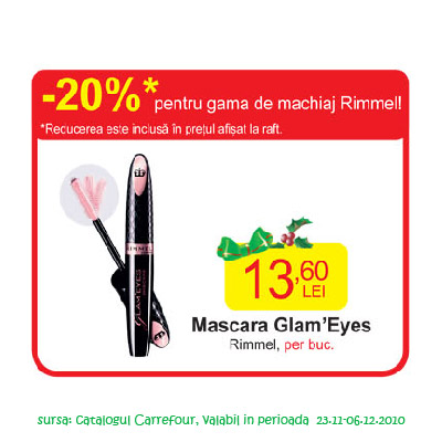 Oferta de pret Carrefour pentru mascara Glam\'Eyes de la Rimmel London