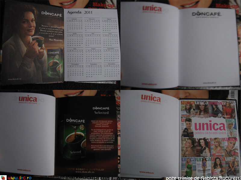 Detalii Agenda 2011 Unica & Doncafe ~~ impreuna cu revista Unica de Decembrie 2010