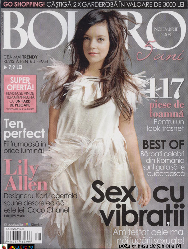 Bolero ~~ Cover girl Lily Allen ~~ Noiembrie 2009
