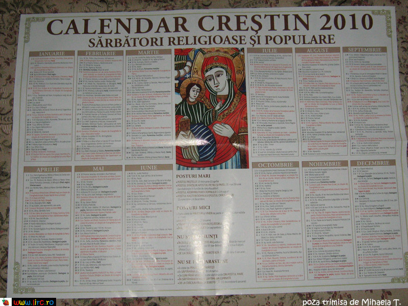 Calendar Crestin Ortodox 2010, cadou la revista Femeia de Azi din 20 Noiembrie 2009 