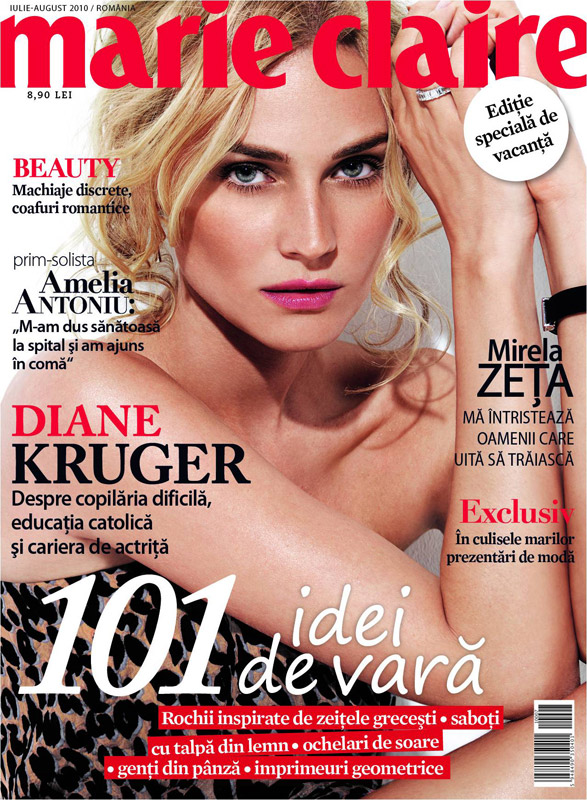 Marie Claire Romania ~~ Cover girl: Diane Kruger ~~ Iulie - August 2010