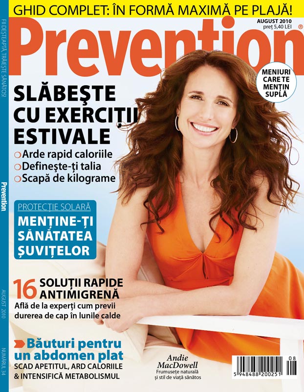 Prevention ~~ Cover girl: Andie MacDowell ~~ August 2010