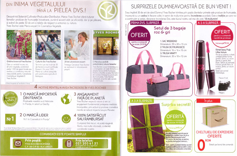 Catalog Yves Rocher France ~~ Energia vegetala pentru frumusetea Dvs.! ~~  Prezentarea cadourilor ~~ Primavara 2014