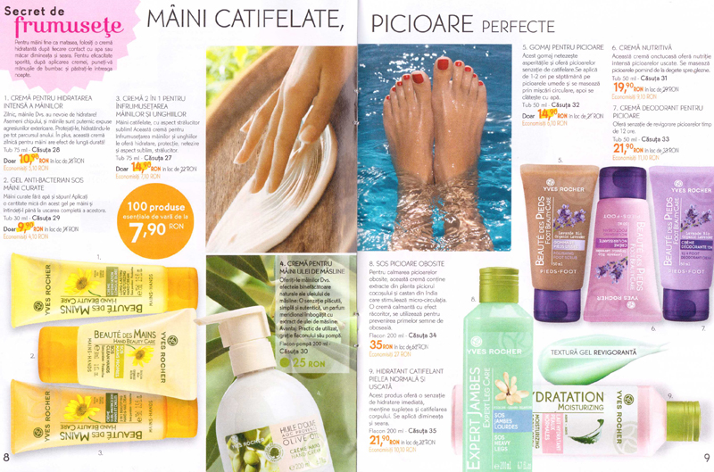 Brosura Yves Rocher France: Secrete de frumusete ~~ Produse pentru maini catifelate, picioare perfecte ~~ Toamna 2014